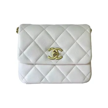 CHANEL Lambskin Shoulder Bag, Crossbody Bag, Coin Purse Mini Women's White