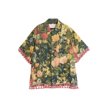 Valentino All Over Floral Printed Short Sleeved Shirt
