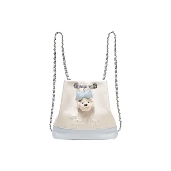 TOUTOU Synthetic Leather Backpack Women's Cream White