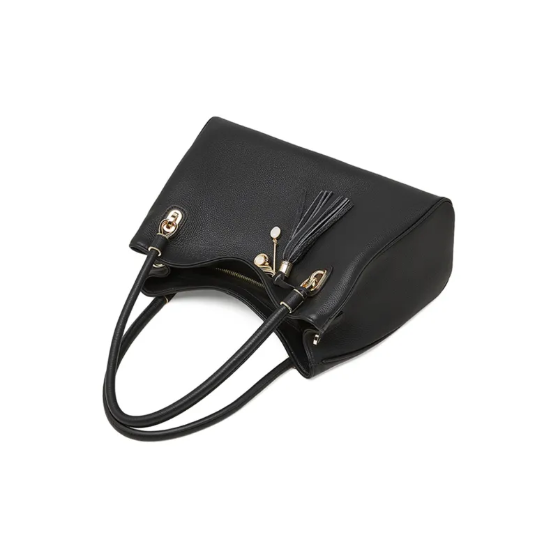 PIERRE CARDIN Cow Leather One Shoulder Handbag Tote Women's Maroon/Black-10