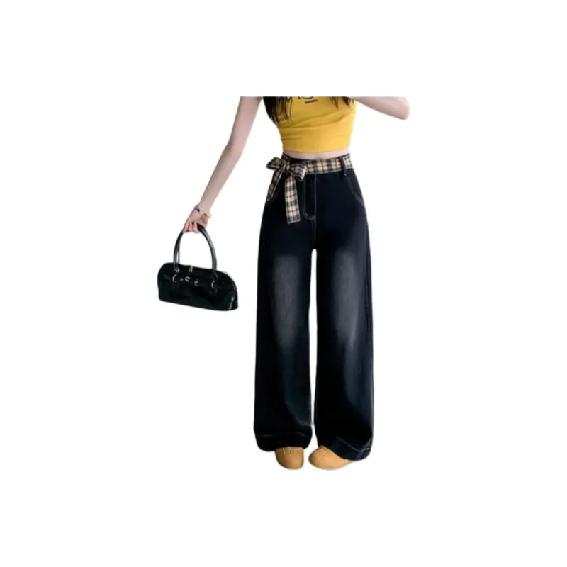 Flowers in water Jeans Women's Black Gray Color-0