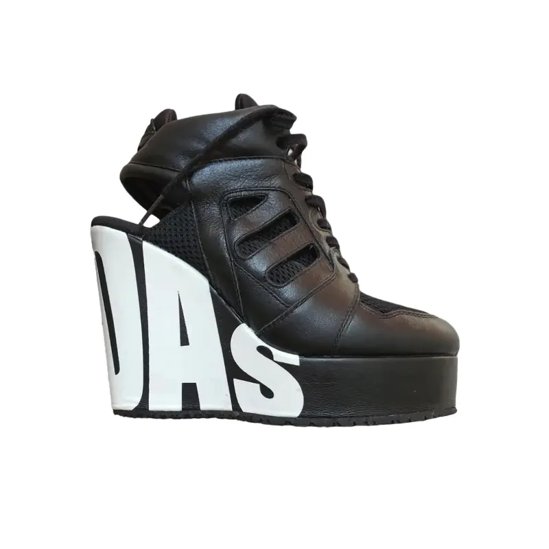 Adidas JS Streetball Platform Wedge Heel High Heels Women's Black White-1