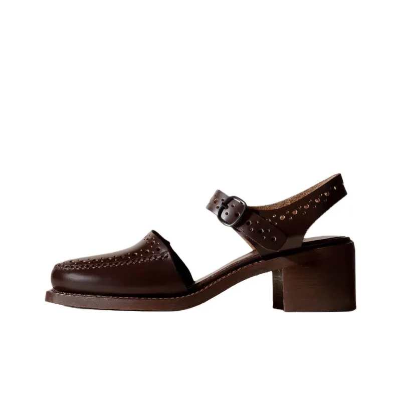 Hereu Picada Chunky Heel High Heels 5cm Women's Dark Brown-0