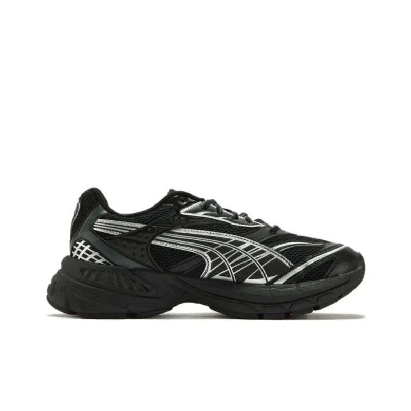 PUMA Velophasis Anti Slip Wear Resistant Low Top Chunky Sneakers Unisex Black Silver-1