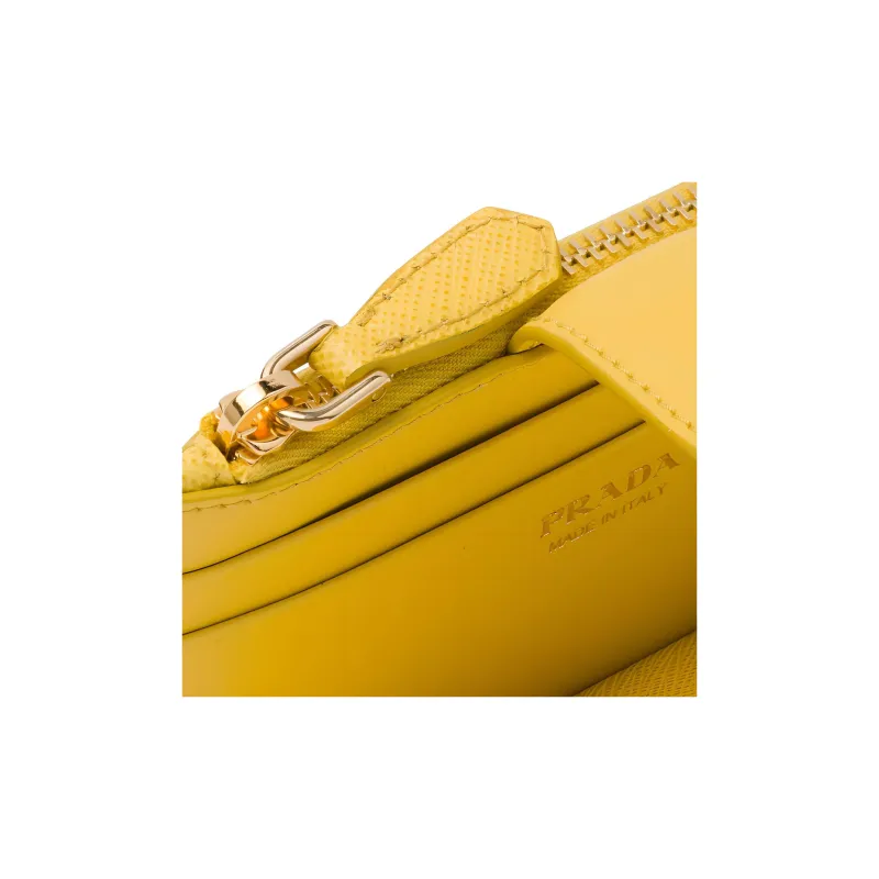 PRADA Saffiano Leather Card Holder Card Holder Women's Yellow-3