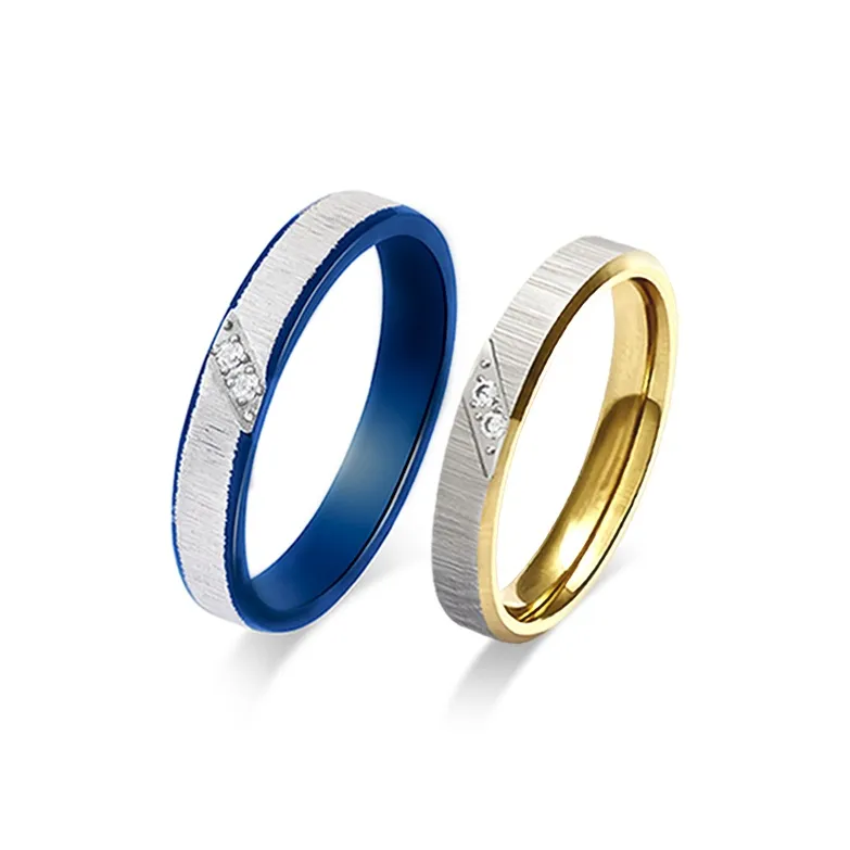 VEODO Titanium Steel Rings Unisex Gold, Cerulean-0