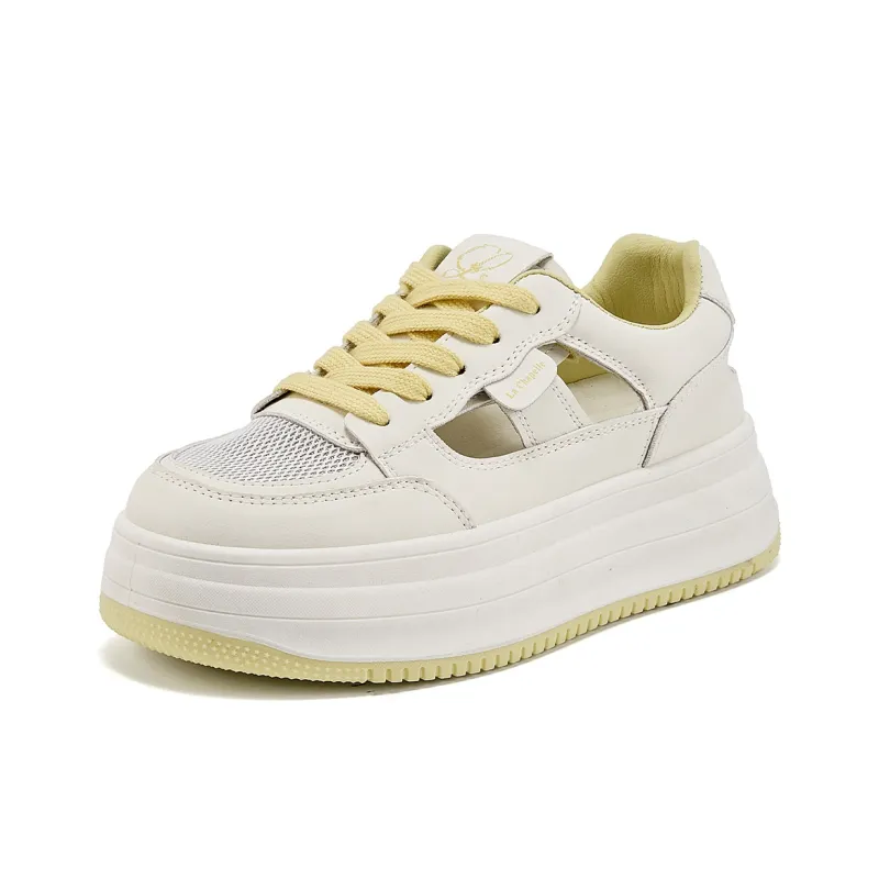La Chapelle Low Top Skateboard Shoes Women's Beige Yellow-1