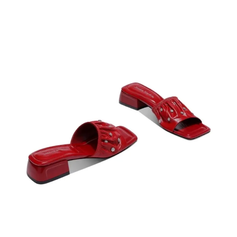 JESSICA SOPHIA Rubber Sole Rhinestone Slip Resistant Abrasion Resistant Slide Slippers Women's-2