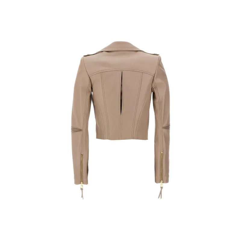 Elisabetta Franchi Contrasted Topstitching Biker Jacket-1