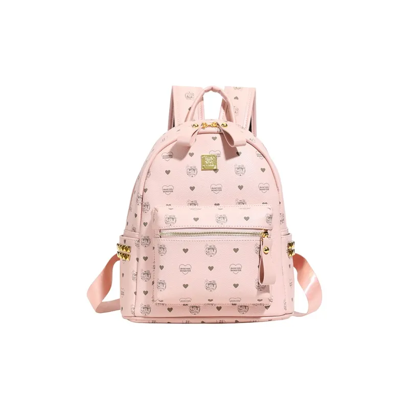 Yalu PU Backpack Regular Unisex White/Brown/Pink/Beige-14