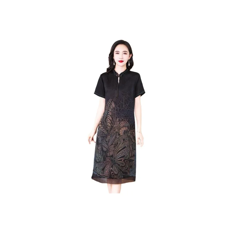 Yi Mengyuan Silk Short Sleeved Dress Women's-0