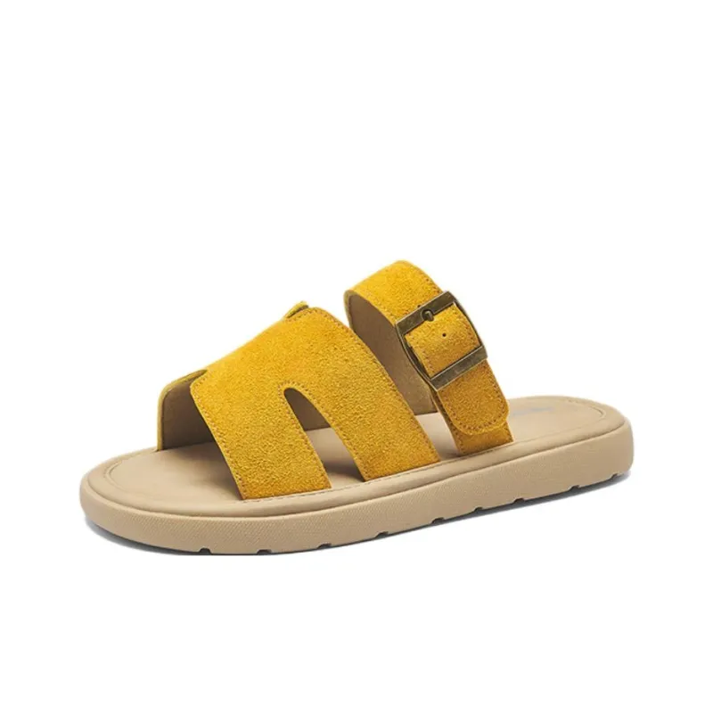 AGSDON Slide Slippers Women's Beige/Yellow-7