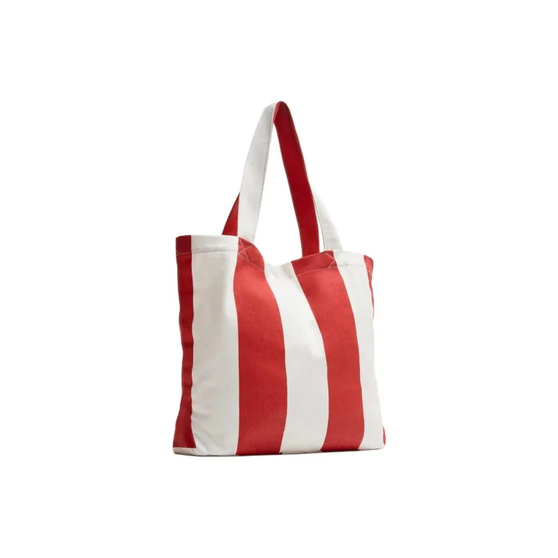 ZARA Cotton Tote Bag, Shopping Bag, Shoulder Bag Men's Red-1