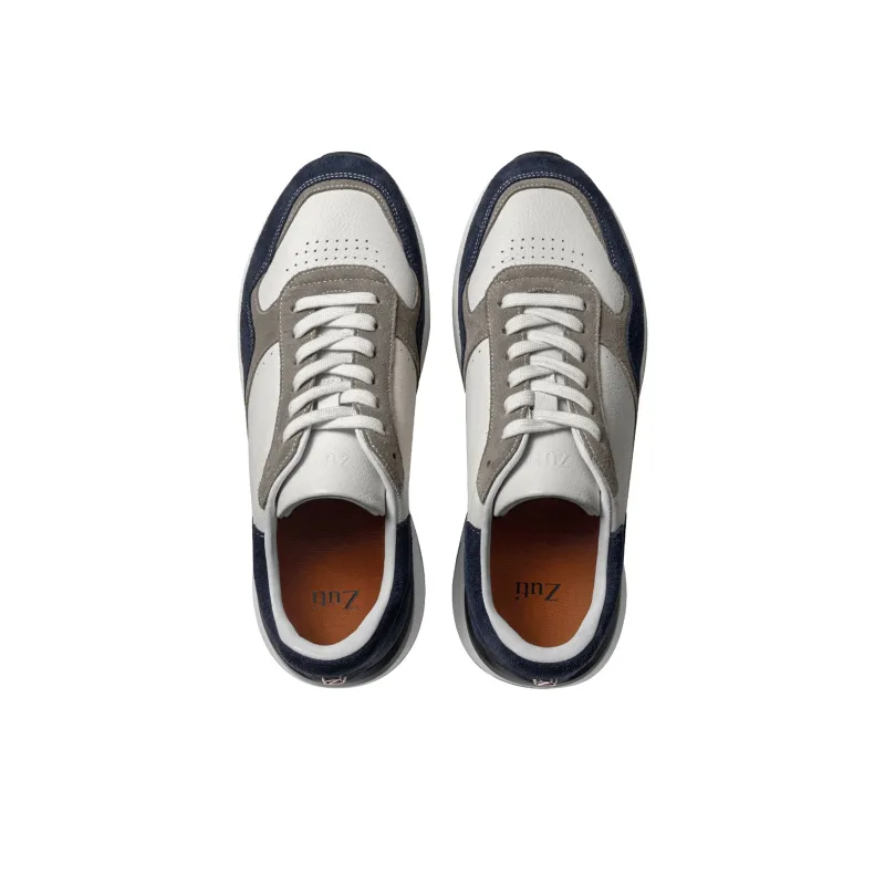 Zuti Support Height Increasing Breathable Low Top Skateboard Shoes Men's Blue White & Gray-2