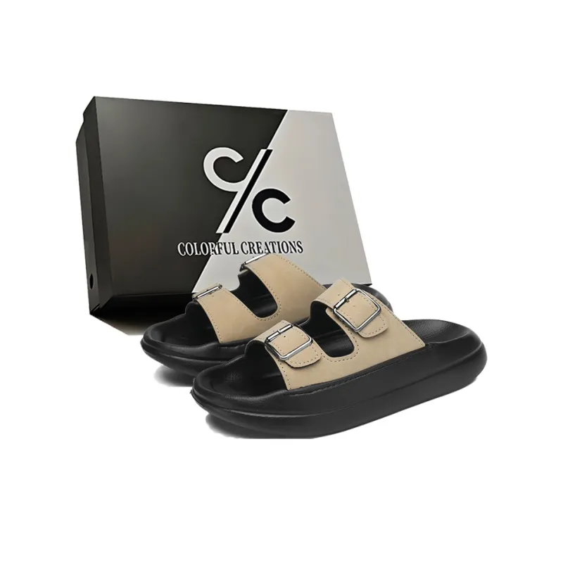 Colorful Creations EVA Stitching Quiet, Slip Resistant, Quick Dry Slide Slippers Men's Box-0
