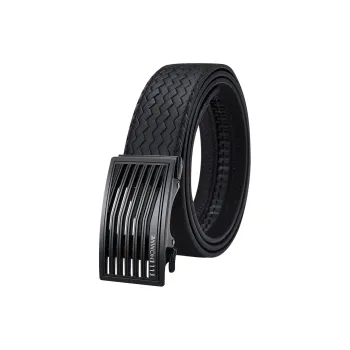 ELLE HOMME Cow Leather Premium Thank You Belt, Premium Gift Box Set Men's Gunmetal Width 3.5cm