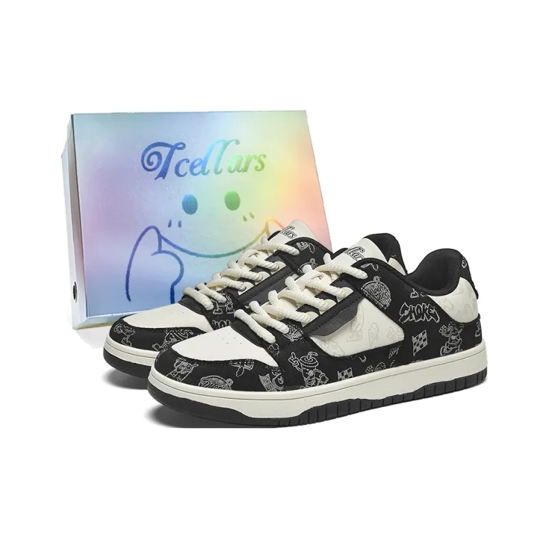 TCELLARS Cushioning, Abrasion Resistant, Height Increasing Low Top Skateboard Shoes Unisex Panda White-12