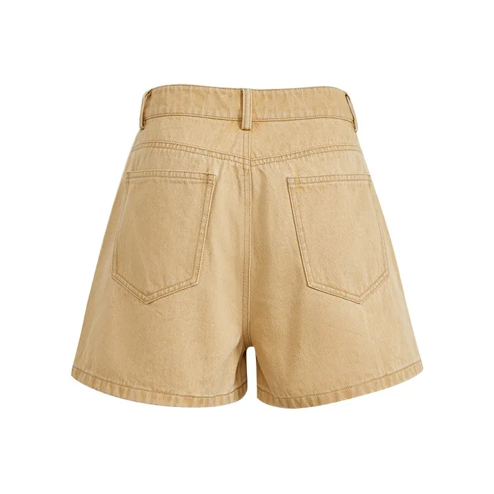 KUOSE Denim Shorts Women's Yellow-1
