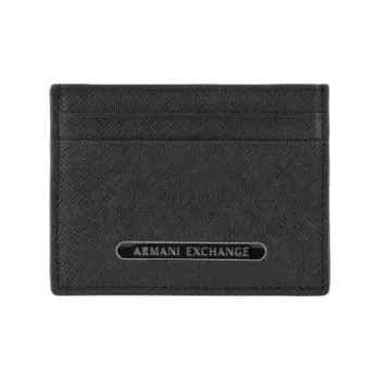 ARMANI EXCHANGEAE Cow Leather Card Holder Men's Black