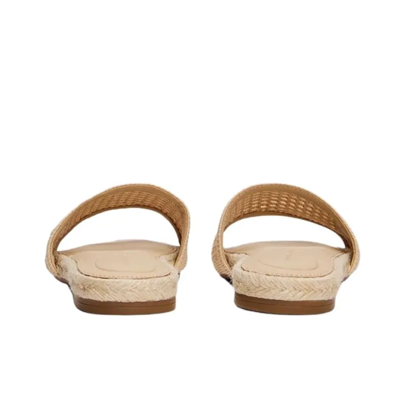 Tommy Hilfiger TH Monogram Rubber Sole Abrasion Resistant Slide Slippers Women's Beige-4