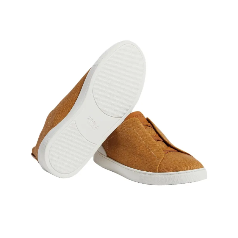 Zegna Triple Stitch Low Top Skateboard Shoes Men's Brown-4