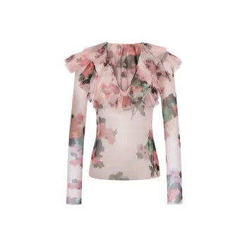 PHILOSOPHY DI LORENZO SERAFINI Tulle Flower Printed Blouse
