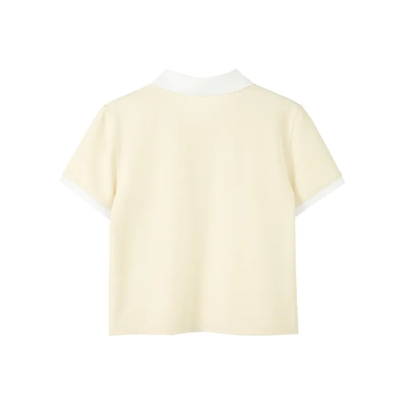 Fstudio Summer Petite Polo Neck Minimalist Outfit Short Sleeved T Shirts Women's-6