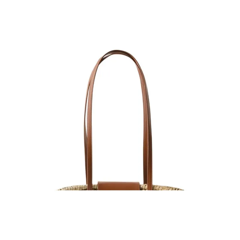 ZARA Wheat Straw Combined With Polyurethane One Shoulder Handbags Regular Women's Light Beige Yellow-3