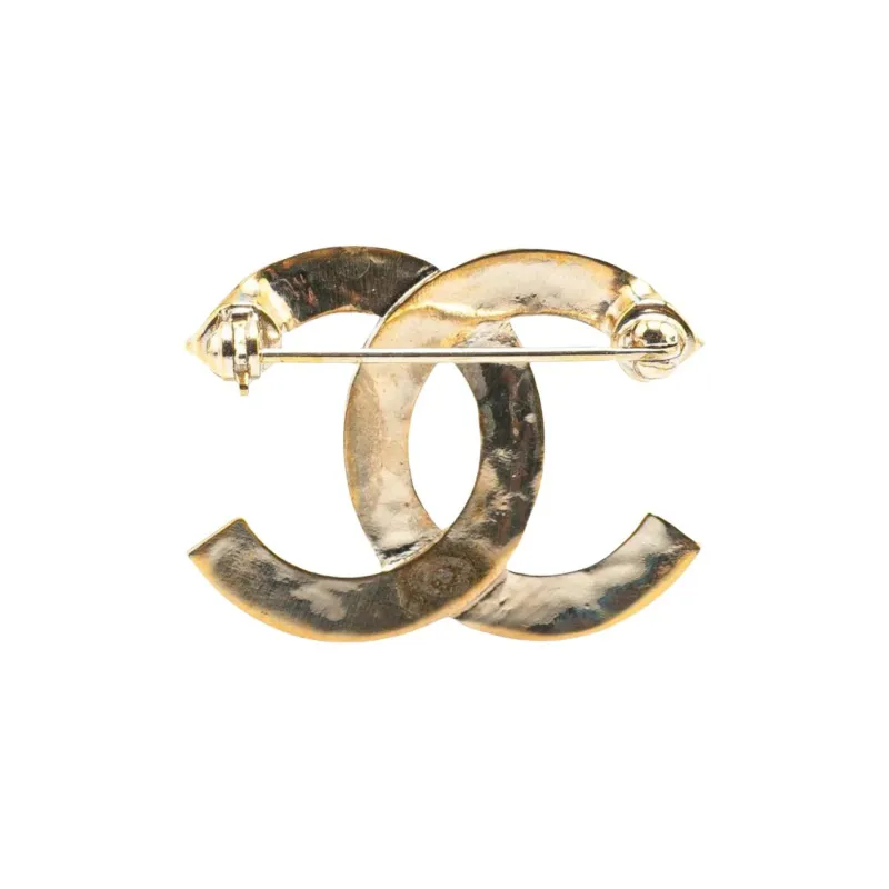 CHANEL 2017 Plated Rhinestone Cc Quilted Brooch Costume Brooch-1