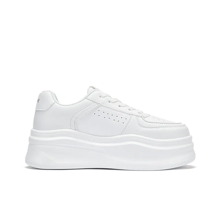 DAPHNE Height Increasing Low Top Skateboard Shoes Women's White-3