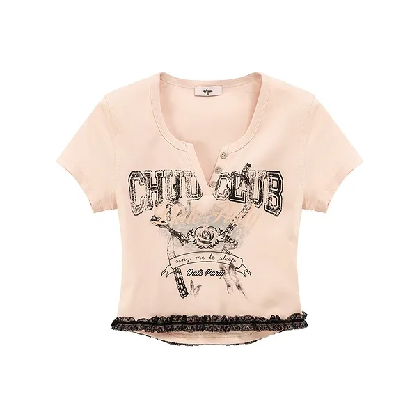CHUU T Shirts Women's Gray Pink-0