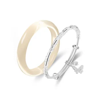 Kowloonko Glass Cat Eye Bangles Women's