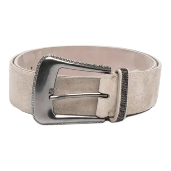 Brunello Cucinelli Suede Leather Belts Women's Beige Width 4CM