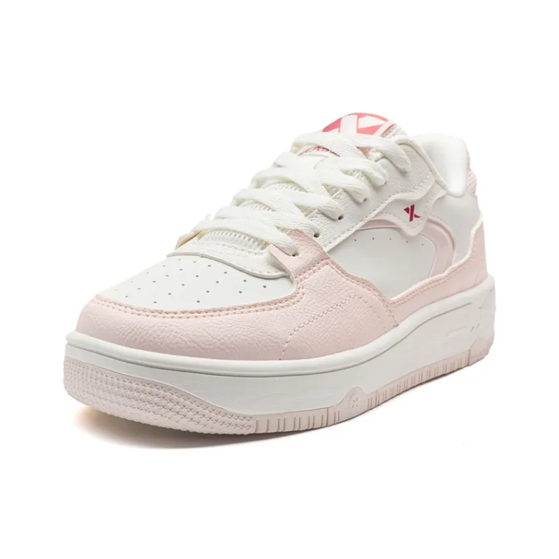 XTEP Clover White Wear resistant And Lightweight Low Top Skateboard Shoes Women's Pure Pink/Sail White-1