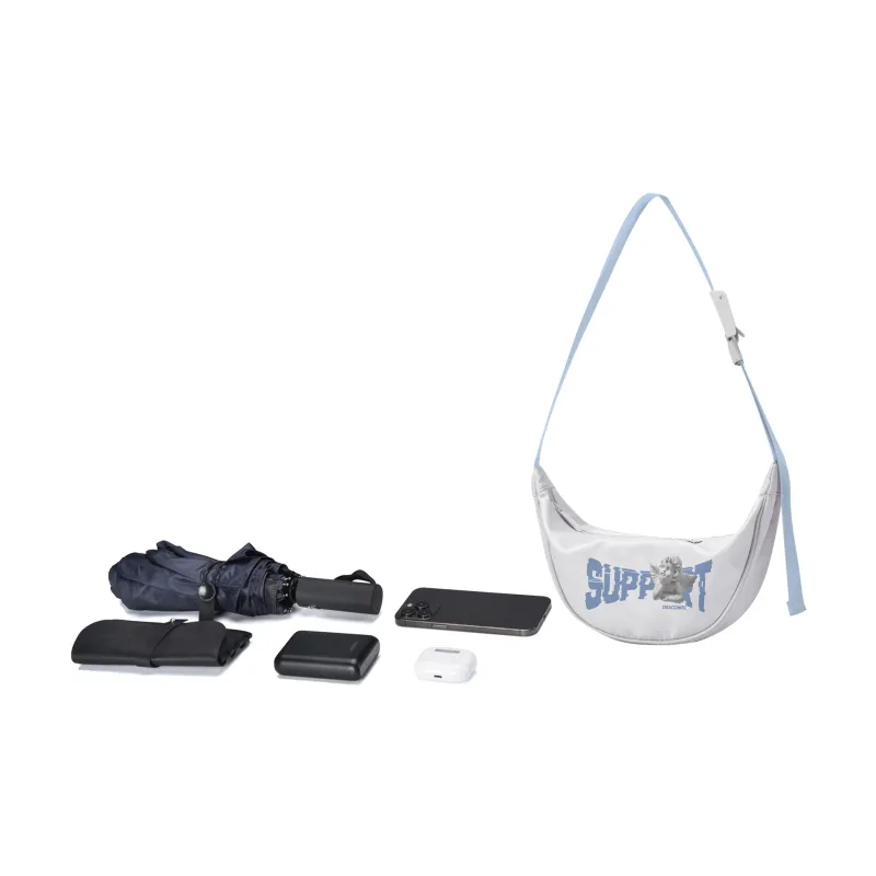 Spare No Pains. Polyester Shoulder Bag, Crossbody Bag, Fanny Pack, Sling Bag Unisex White/Yellow-23