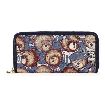 DANNYBEARJEANS Fabric Wallet Regular Unisex Vintage Bear Blue/Gentleman Bear Red/Gentleman Bear Black