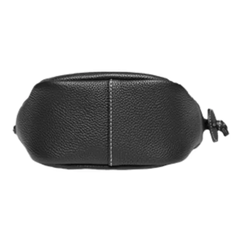 ZESH Litchi Grain Calfskin Shoulder Bag, Crossbody Bag Trumpets Women's Black-4
