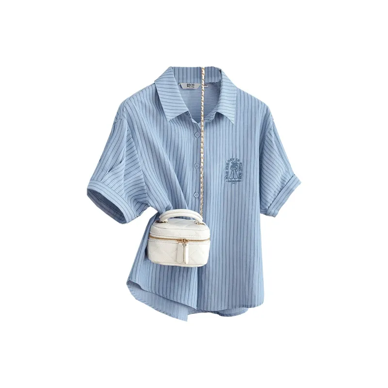 TOUCH Shirts Women's Light Blue Stripes-0