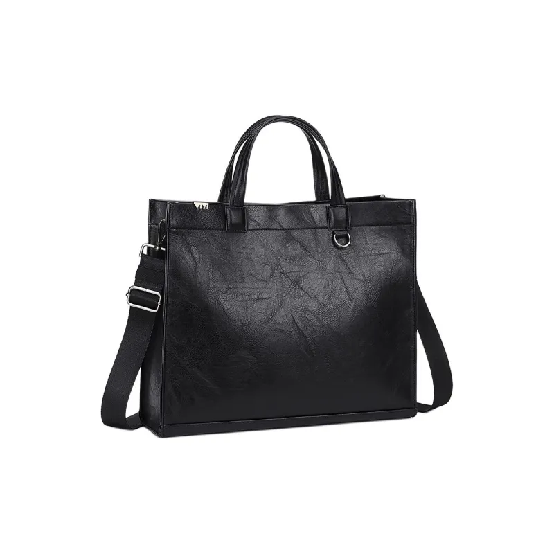 VIHUS Leather Briefcase Regular Men's Black-2