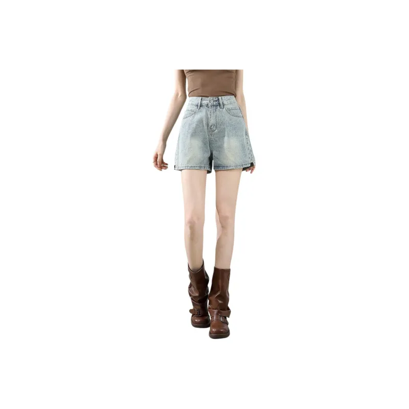 FASTFISH Denim Shorts Women's Light Blue-0