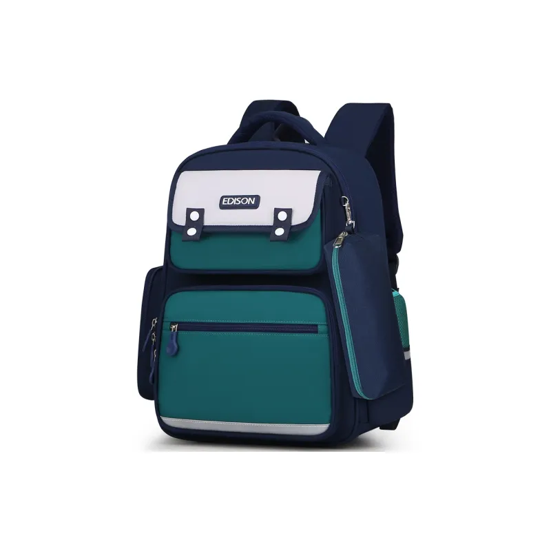 EDISON Polyester School Backpack Unisex Blue Green/Sky Blue/Pink White-1