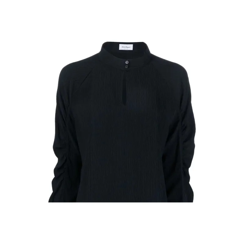 Ferragamo Keyhole neck Longsleeved Silk Blouse-4