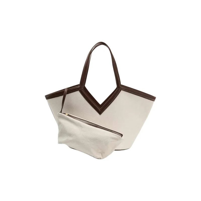 ZARA Cotton Tote Bag, Shopping Bag, Shoulder Bag Tubas Women's White-1