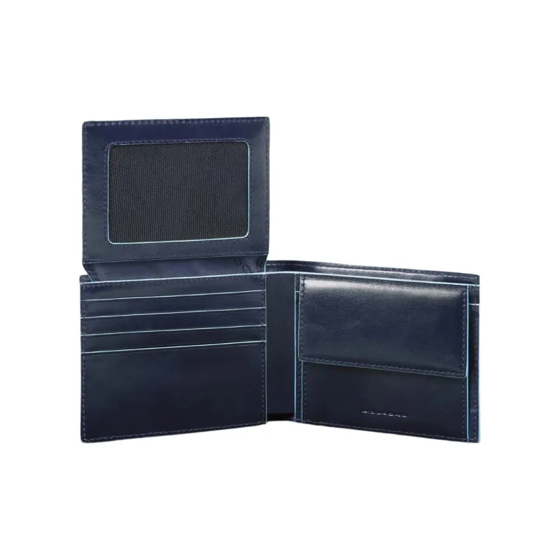 PIQUADRO Leather Card Holder, Wallet Men's Blue-2