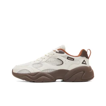 PEAK Sea Cushioning Height Increasing Lightweight Breathable Slip Resistant Low Top Chunky Sneakers Men's White Brown