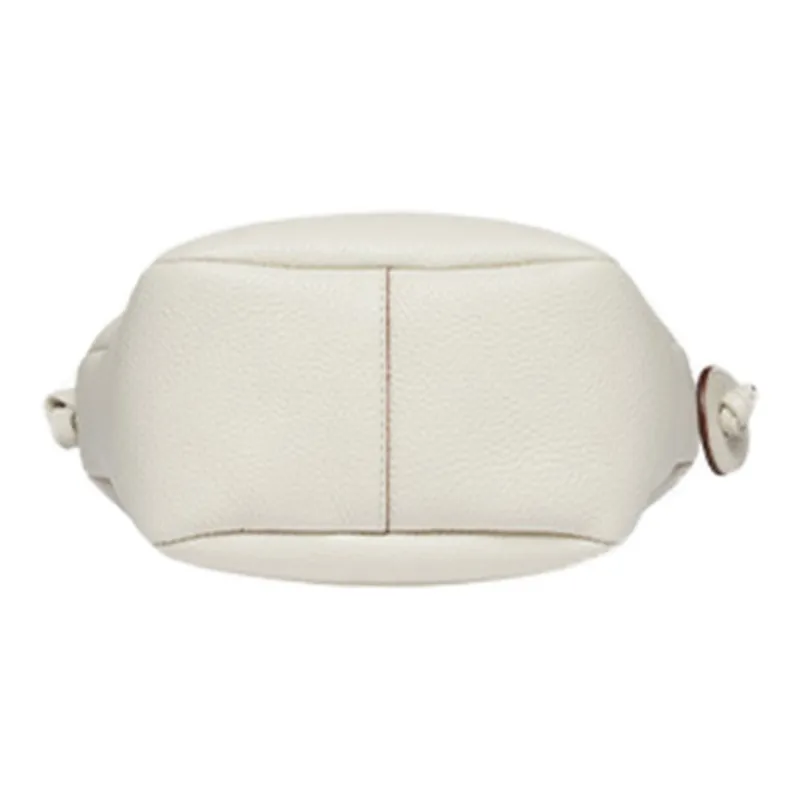 ZESH Litchi Grain Calfskin Shoulder Bag, Crossbody Bag Trumpets Women's Ecru-4