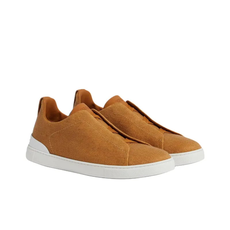 Zegna Triple Stitch Low Top Skateboard Shoes Men's Brown-2