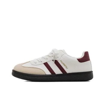 HUANQIU Slip Resistant, Abrasion Resistant, Breathable Low Top Skateboard Shoes Women's White Burgundy