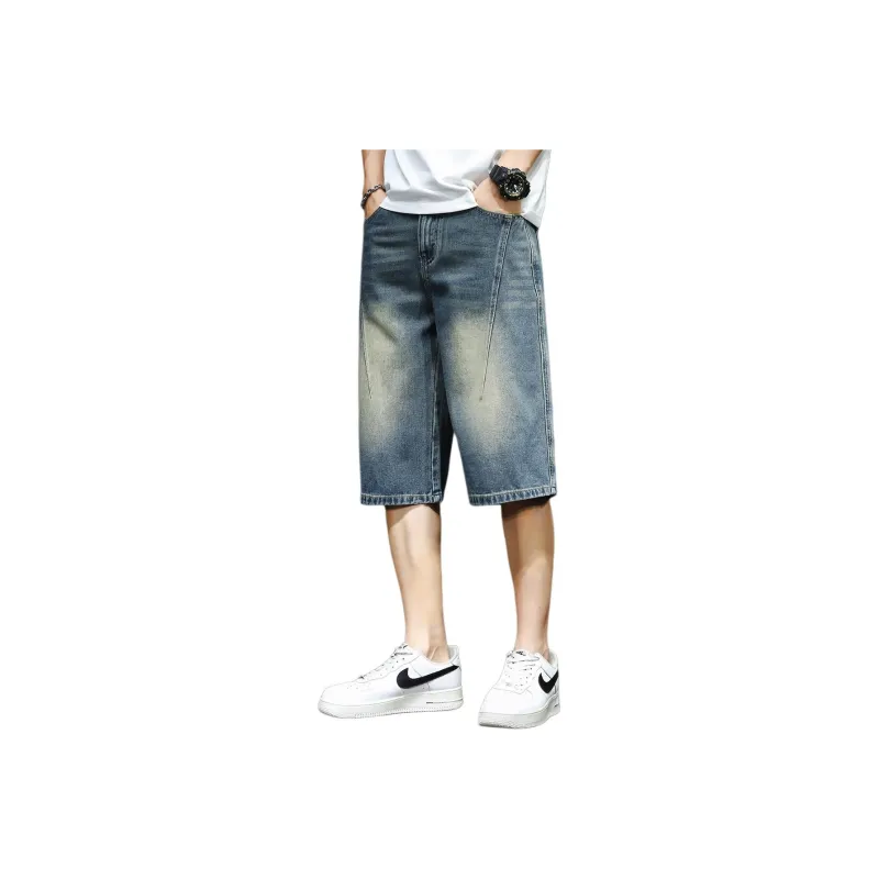 Tonlion Denim Shorts Unisex Vintage Blue-0