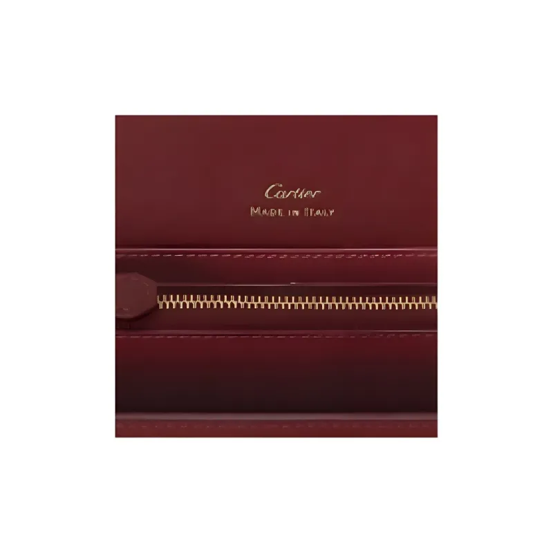 CARTIER Cow Leather Card Holder, Wallet Women's Burgundy-4